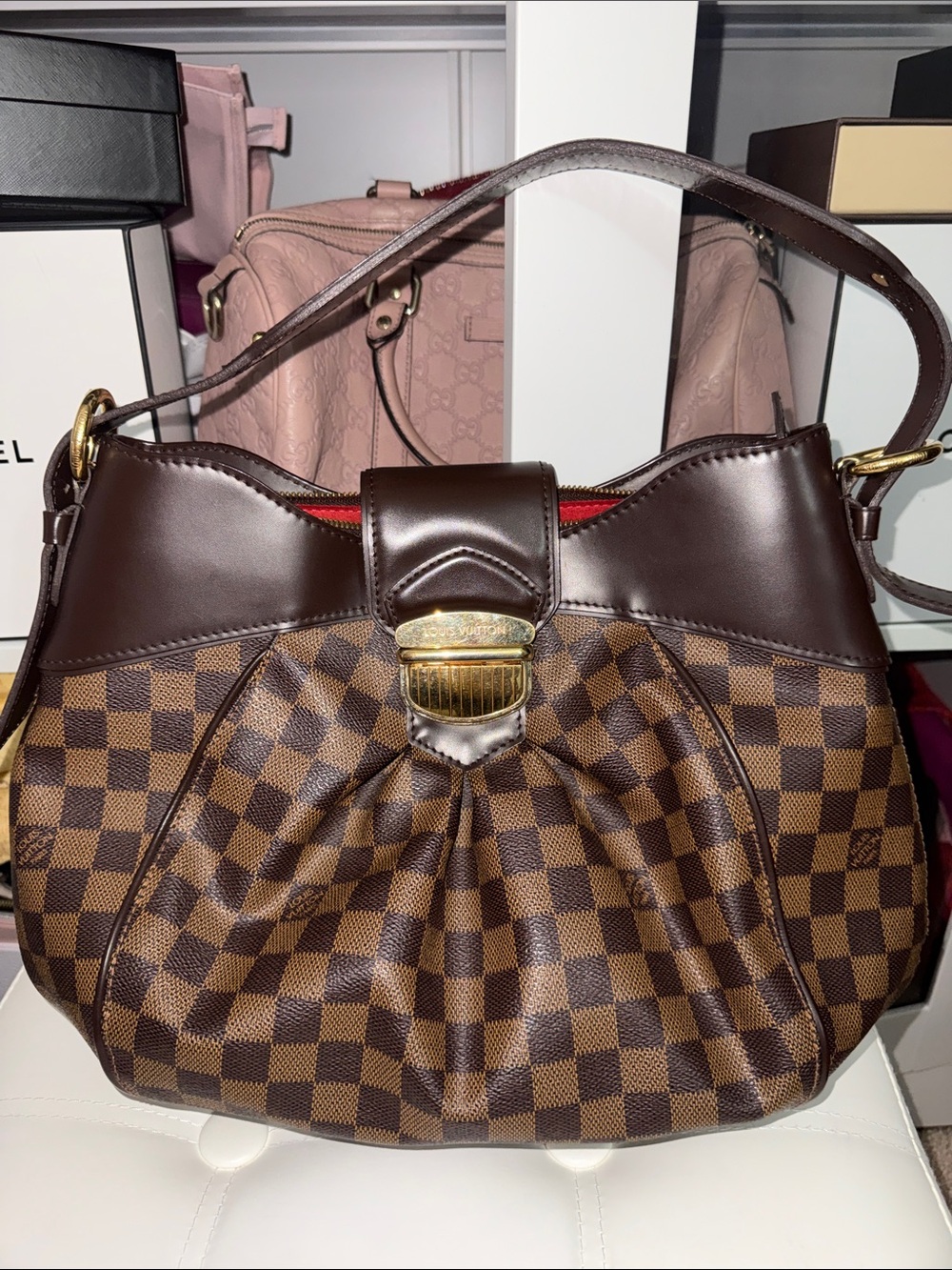 Authentic Louis Vuitton Sistina Ebene Women’s Shoulder Bag - Leather Trim